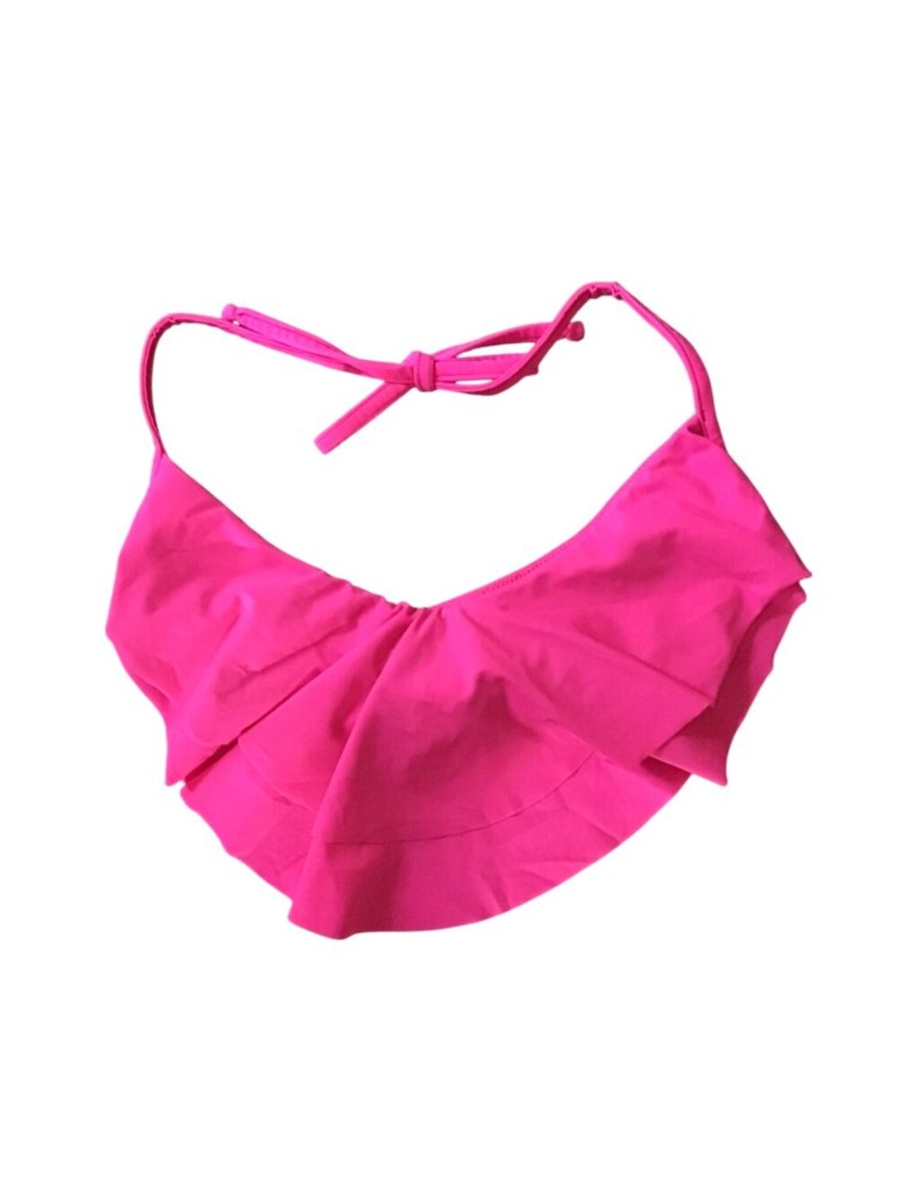 Venus Bikini Bliss Pink Ruffle Halter Bikini Top Large 80% Nylon 20% Spandex Wom